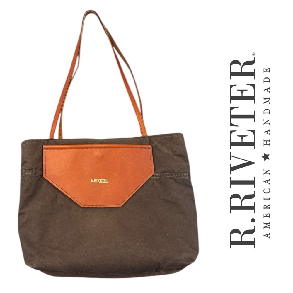 R. Riveter Canvas Tote Bag with a Leather Accent